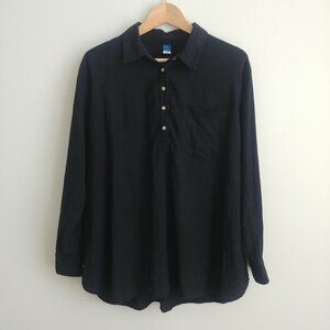 Old Navy Maternity Large linen blend relaxed black blouse top shirt